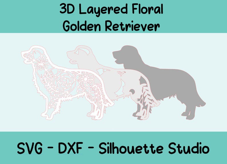 3D Layered Golden Retriever SVG, DXF, Silhouette Studio File - Etsy