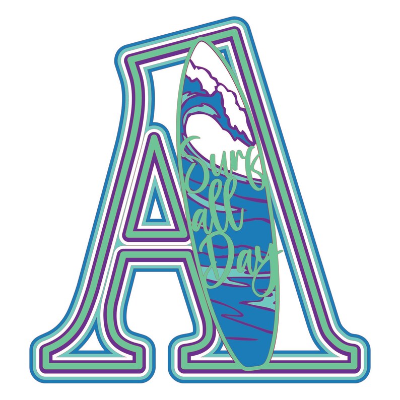 Surfboard Layered Alphabet SVG: 3D Letters & Numbers (digital File) - Etsy