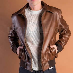 Men’s Motorcycle Biker Vintage Cafe Racer Distressed Brown Leather Jacket | Men Vintage Distressed Leather Jacket | Café Racer Bomber Jacket