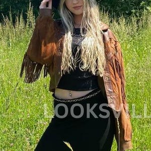 Veste marron femme à franges 100 % daim | Veste à franges en daim doux marron de style occidental | Veste de festival | Cadeau pour elle