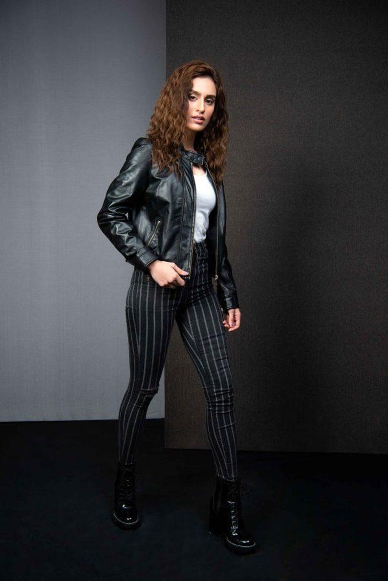 Urban Fashion Elegant Female Leather Jacket Fashion Trend Slim Short 100% Sheepskin Jacket