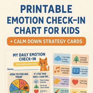 ADHD Karte zur Emotionsregulierung für Kinder - druckbare Beruhigungs-Werkzeuge - Gefühlskarte für Kinder - Sofort Download