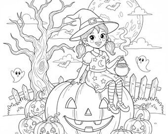Herbst Halloween Malseiten: Gruselige Kinder Aktivität (Digitaler Download)
