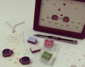 Hedgehogs in Love - Set of 4 Handcarved Stamps