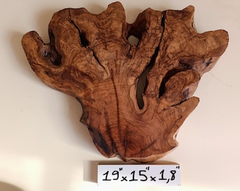 Tablero de madera de olivo de 48 cm con borde natural: Mesa de resina epoxi para armar uno mismo.