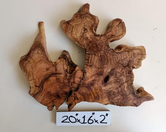 Tablero de madera de olivo de 20 pulgadas con borde natural: pieza decorativa de resina epoxi para mesa.