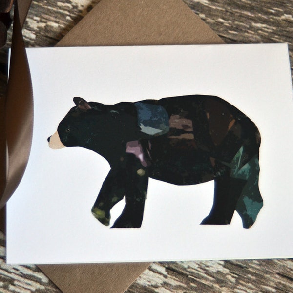 Black Bear Card of Original Collage