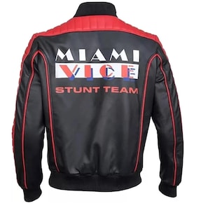 Iconic The Fall Guy Miami Vice Inspired Ryan Gosling Black & red Leather Jacket