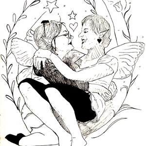 PRIDE FAIRIES, sapphic fairy print, queer fairy art, queer fantasy art, queer pixies, fairy-core, happy pride fairy print