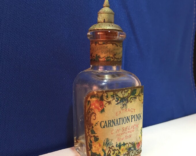 Vintage Carnation Pink Extract Perfume Bottle C H Selick Etsy