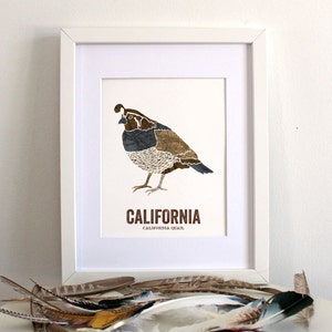 California State Bird, Nature art, Outdoor art, Vintage Map art, Art print, Wall decor, Rustic Nursery, Map prints California Quail image 1