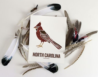 North Carolina State Bird, Nature art, Outdoor art, Vintage Map art, Art print, Wall decor, Rustic Nursery, Map prints - Cardinal