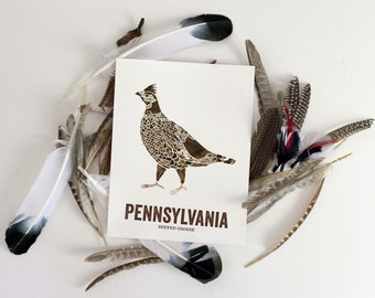 Pennsylvania State Bird,  Nature art, Outdoor art, Vintage Map art, Art print, Wall decor, Rustic Nursery, Map prints - Ruffed Grouse