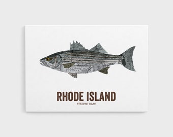 Rhode Island State Fish, Map art, Nature Outdoor art, Vintage Map art, Art  print, Wall decor, Fish Art, Gift For Him - Stiped Bass