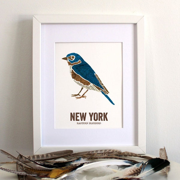 New York State Bird, Nature art, Outdoor art, Vintage Map art, Art print, Wall decor, Rustic Nursery, Map prints - Eastern Bluebird