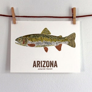 Arizona State Fish, Nature art, Outdoor art, Vintage Map art, Art print, Fish Wall decor, Fish Art, Gift For Dad ApacheTrout Bild 2