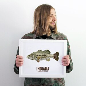 Indiana State Fish, Map Art, Nature Outdoor Art, Vintage Map Art, Art ...