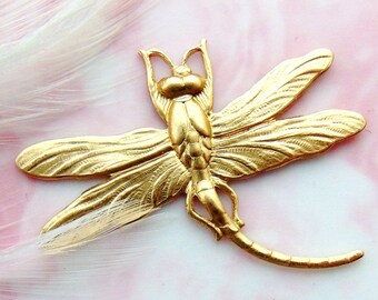 BRASS Dragonfly Connector ~ Brass Stamping ~ Jewelry Ornament Findings (BB-013)