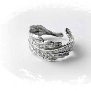 Night Forest Ring ANTIQUE SILVER Woodland Leaf Band Ring ~ Statement Ring Jewelry