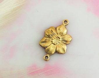 Connettore a forma di fiore in ottone (6 pezzi) Art Déco ~ Accessori per gioielli ~ Stampaggio in ottone (BB-020)