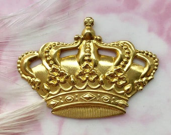 Regal World Brass CROWN (2 Pieces) Stamping ~ Jewelry Ornament Brass Findings ~ Brass Stampings (FA-6085) Charms