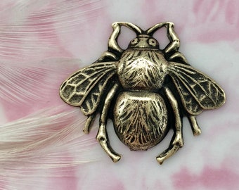 ANTIQUE BRASS (2 Pieces) Large Bumble Bee Stamping ~ Jewelry Oxidized Finding (FA-6016)