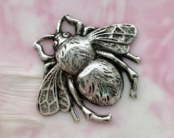 2 PC Antique Silver Large Bumble Bee Stamping ~ Jewelry Oxidized Finding (FA-6016)