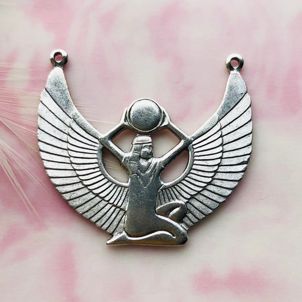 Egyptian Goddess ANTIQUED SILVER ISIS Sun Goddess Stamping ~ Jewelry Pendant Finding ~ Woman Stamping (D-252)