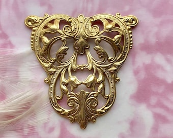 BRASS CREST Floral Tulip Filigree Flower Stampings ~ Jewelry Brass Findings ~ Brass Stampings (FA-6074)
