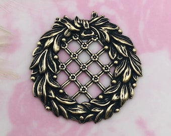 Antike Messing griechischen Kranz Lorbeerblatt Stanzen - Schmuck Ornament Zubehör (FB-6022)