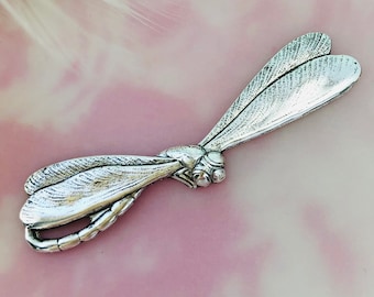 2 PC ANTIQUE SILVER Ox Brass Dragonfly Stamping ~ Jewelry Ornament Findings (D-966)