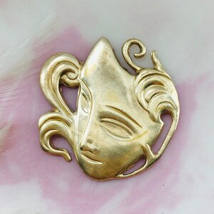 Theatrical Mask (2 Pieces) Brass Stamping - Jewelry Findings (DD-011)