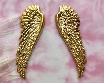 BRASS (1 Pair) Angel Wings Stamping ~ Victorian Jewelry  Ornament Brass Findings (C-702)