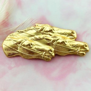 Messing Rennpferde Stempeln ~ Schmuck Ornament Zubehör Pferdekopf (CA-3016)