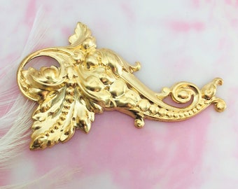 Messing Blatt und Blume Stanzen Schnörkel - viktorian Ornament Schmuck Zubehör ~ Messing (CA-3055)