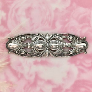 ANTIQUE SILVER Art Nouveau Fleur De Lis Bar Stamping ~ Jewelry Ornamental Brass Findings ~ Brass Stamping (FA-6063)