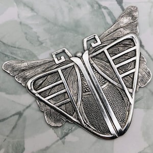 ANTIQUE SILVER Butterfly Stamping Art Deco BUTTERFLY Scarab Stamping ~ Jewelry Ornament Findings (C-407)