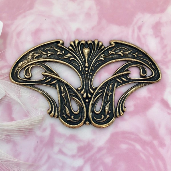 ANTIQUE BRASS Art Nouveau Stampings ~ Jewelry Ornamental Findings ~ Brass Stamping (C-808)