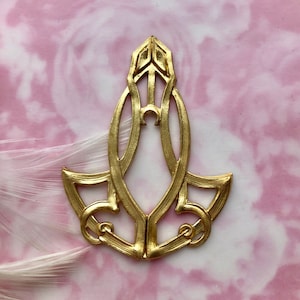 BRASS Art Deco Stamping ~ Pendant Jewelry Ornament Findings ~ Vintage Brass Stamping (C-108)