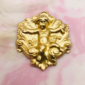 BRASS Neo Victorian Angel Ornament Stamping ~ Jewelry Cherub Findings ~ Stamping (CC-034)