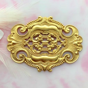 BRASS Large Ornate Oval Scroll Stamping Plaque ~ Jewelry Findings ~ Brass Stamping (C-1004)
