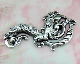 ANTIQUE SILVER Large Floral Embossed SNOWFLAKE Stamping FB-6105