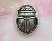 ANTIQUE SILVER Egyptian Scarab Beetle Shell Stampings Jewelry Ornament Findings Brass Stamping (CA-3022)