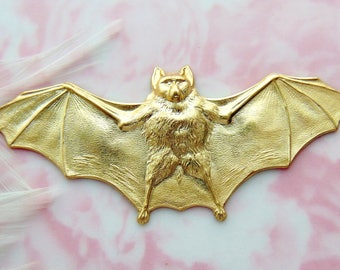 BRASS Large Gothic Bat In Flight Stamping ~ Jewelry Ornament Findings (C-508)