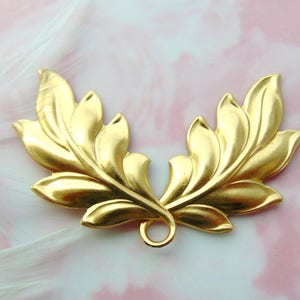 Leaf BRASS Art Nouveau Double Spray Leaves Stamping ~ Jewelry Brass Findings ~ Brass Stampings (FA-6087)