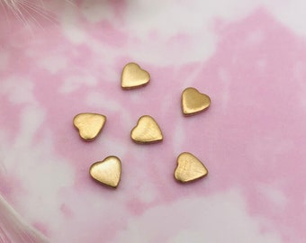 BRASS (12 Pieces) Tiny Solid Heart Stampings - Jewelry Brass Findings ~ Brass Stamping (L-721)