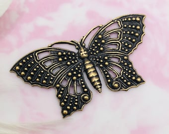 ANTIQUE BRASS Filigree Butterfly Stamping ~ Jewelry Brass Findings ~ Brass Stamping (FA-6036)