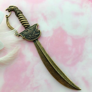 Rare ANTIQUE BRASS Large Sword Medieval Eagle Stamping ~ Jewelry Findings ~ Oxidized Stamping (C-409)