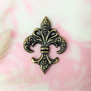 ANTIQUE BRASS Small French Fleur De Lis Stamping ~ Jewelry Ornament Brass Findings (CA-3096)