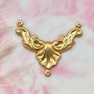 6 PC BRASS Flourish Motif Shell Connector Stamping ~ Jewelry Findings ~ Brass Stamping (CB-3093)